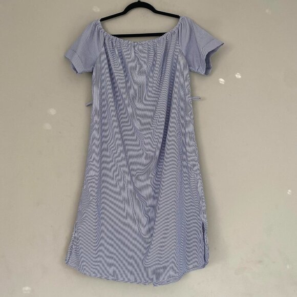 Lumiere Anthropologie blue and white stripe off the shoulder dress - Picture 5 of 6